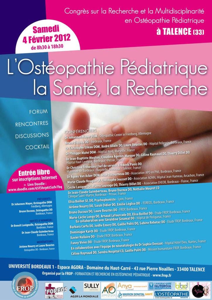 2012 Congrès ostéopathie pédiatrique, santé et recherche